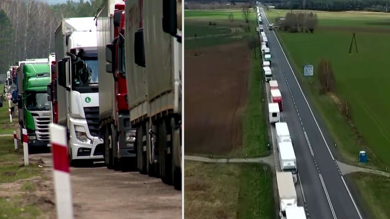 Na polsko-běloruské hranici se vytvořila obří kolona kamionů. Souvisí to se sankcemi